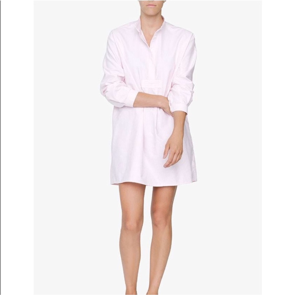 Short Sleep Shirt Pink Oxford Stripe